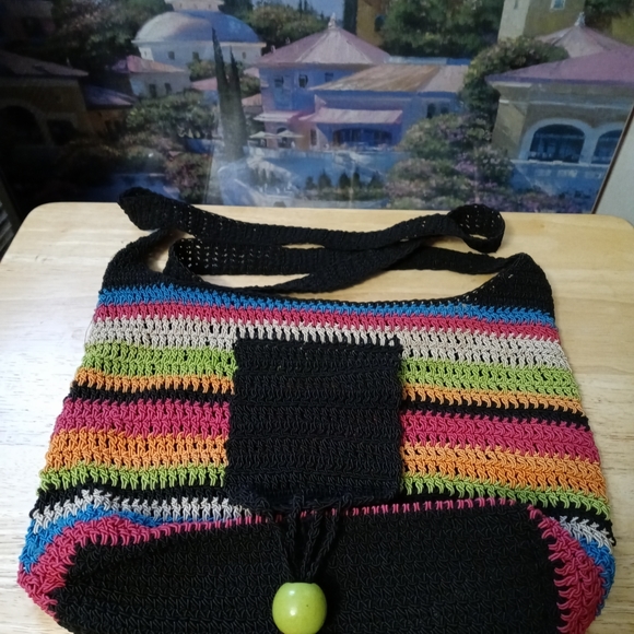 🚜🏩HANDMADE CROCHET BOHO BAG🥀🏡12"×10"x24" STRAP CROSSBODY. ♥️ - Picture 3 of 16